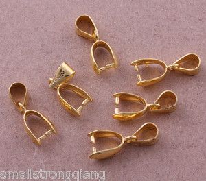  Gold plated Pinch Bails Charm Necklace Pendants Connector Jewelry 