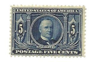 USA SC 326 1904 Wm McKinley 5 Cent Stamp Mint OG Louisiana P Expo s 