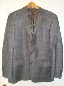    BARRY GREY TWEED WOOL COUNTRY GENTS PLAID CHECK SPORTS JACKET 38R
