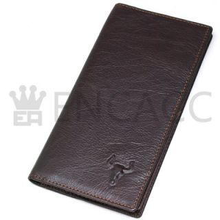   Genuine Cowhide Leather Checkbook Long Wallet OX MARK Zippered POCKET