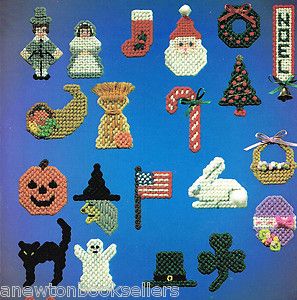 Many Christmas Halloween Easter Magnets Pattern Plastic Canvas Leaflet 