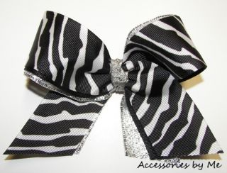   Silver Metallic Girls Bow Cheer Competition Streamer Pony O