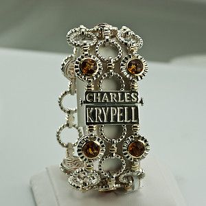 Charles Krypell Sterling Silver 14k Yellow Gold Wide Citrine Bracelet 