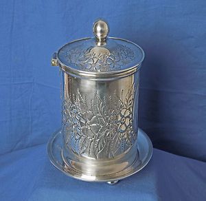 SHEFFIELD PLATED CHELTENHAM REPOUSSE BISCUIT KEEPER / BARREL
