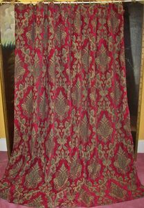   VICTORIAN BAROQUE FLORAL URN TAPESTRY CHENILLE VELVET DRAPES CURTAINS