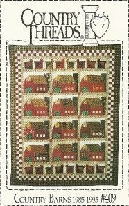 Country Barns Quilt Pattern with Chickens Checkerboards