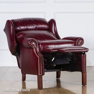 Bradington Young Furniture Chippendale Wingback Burgundy Leather 