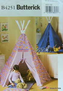 Butterick 4251 Childrens TEPEE Play Tent MAT PILLOW PATTERN NEW