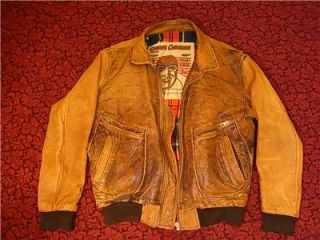 Vtg 1979 Large Chevignon Old Flight Jacket Distressed Leather Bikers 