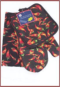 CHILE PEPPERS 3 Pc KItchen Set Chili Peppers Towel Mitt Pot holder NWT