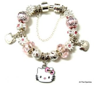 pink hello kitty child girl charm bead bracelet