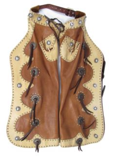   Batwing Two Tone Leather Custom Chaps Mens Studded Copper Conchos