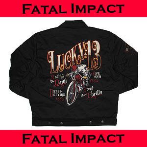 Lucky 13 Motorcycle Racer Black Mens Chino Jacket XL