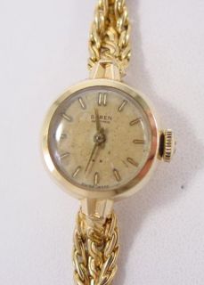 Buren 14k 18K Gold Braided Band Ladies Wristwatch