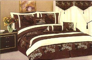 Chocolate Brown 7pc Queen Size Comforter Set Wholesale