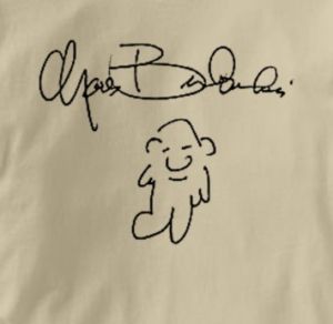 Charles Bukowski Autograph Tan Author T Shirt XL