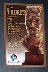Jim Thorpe Chicago Cardinals NFL Hall of Fame Bronze Bust Set Card 
