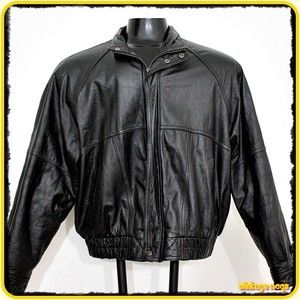 Charles Klein Soft Leather Bomber Jacket Mens Size L Black Insulated 