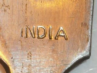   Vintage Antique Carving Hardwood Brass Knife/Fork Set from India