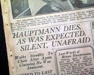 1936 Newspaper Charles Lindbergh Baby Kidnapping Bruno Hauptmann 