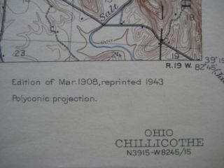 1908 Electric Railroad Map Chillicothe Ross County Ohio