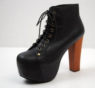Jeffrey Campbell New Black Lita Wedge Boots Shoes 10