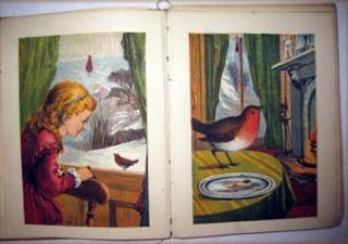 RARE Antique Cock Robins Picture Book Chromolithographs Kronheim 