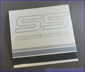 Monte Carlo SS 87 88 Restoration Grey Shadows Decals Vinyl Stripes Kit 