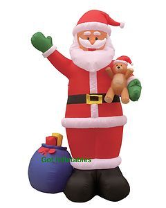 Christmas Inflatable Santa Claus Bear Air Blown Yard Garden Outdoor 