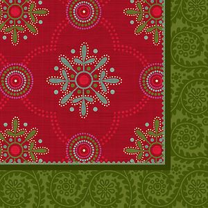 Christmas Lunch Dinner Napkins Holiday Dinner Red Green Snowflake 
