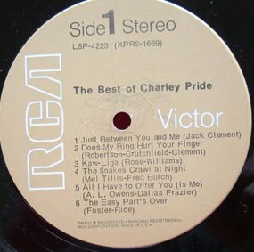 Charley Pride Best of Vol I RCA Victor LP Vinyl Record Country Victor 