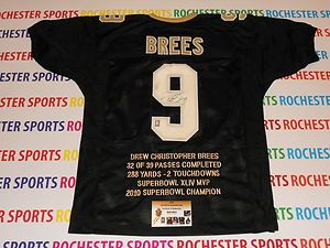 DREW BREES autographed signed Saints Superbowl STAT Jersey BREES HOLO 