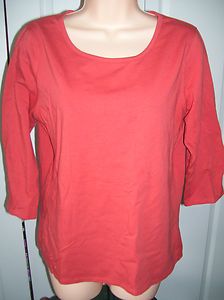 CHRISTOPHER & BANKS Womens Orange Solid 3/4 Sleeve Knit Top Size 