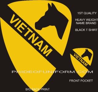 1st CAV Cavalry T Shirt Tee Vietnam Black XXL 2 Side