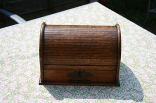 Exquisite Antique Irish Oak Roll Top Writing Stationary Box Victorian 