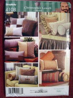 Simplicity Christopher Lowell Decorative Bolsters Pillows Pattern 4108 