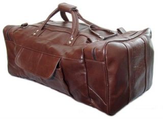 Border Leather Chula Vista Large Carry on Leather Duffel Bag Brown 