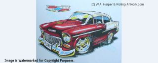 1955 55 1957 1956 57 56 Chevy Bel Air Auto Art Artwork