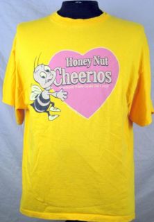 Honey Nut Cheerios Cereal Heart Buzz Bee Cartoon Mens T Shirt XL 