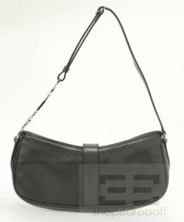 Christian Dior Black Leather & Silver Monogram Charm Handbag