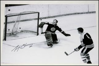 Gerry Cheevers, former Boston Bruins goalie, has signed this 