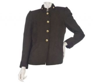 Susan Graver Brushed Twill Military Jacket with Contrast Trim