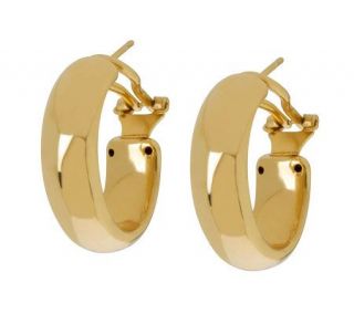 Veronese 18K Clad 1 Oval Hoop Earrings with Omega Backs   J304407