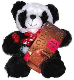  adorable stuffed panda comes with a milk chocolate dipped strawberry