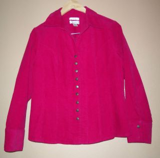 Christopher Banks Size M Corduroy Lipstick Red Snap Up Jacket Perfect