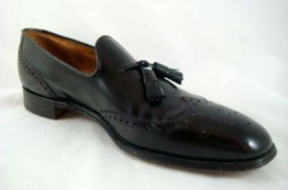 Vintage Churchs Black Tasseled Leather Mens Loafers Made in England