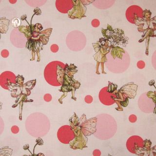 Michael Miller Flower Fairies Sweet Flower Dots Pink Cream Yardage
