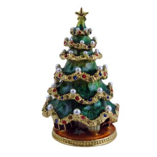 Garland Christmas Tree Trinket Jewelry Box Bejeweled Christmas Holiday