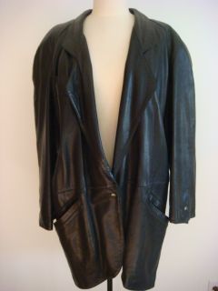 Claude Montana Ideal Cuir Black Leather Blazer Jacket Vintage 1980 80