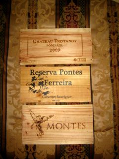 SET of 3 FRENCH CHILE BRAZIL Wood Wine Panel Wooden Plaque End Crate